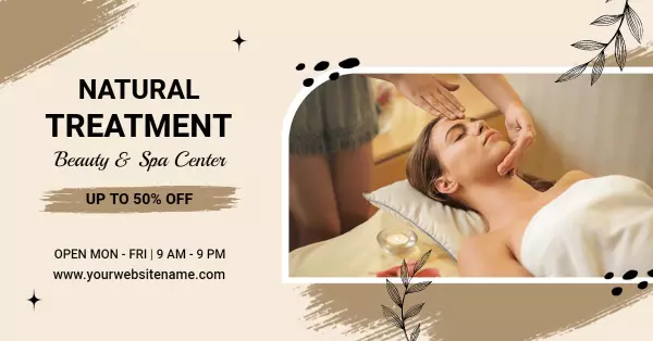 Relaxing Natural Treatment Focus for Beauty Spa Center Facebook Ad Banner Template