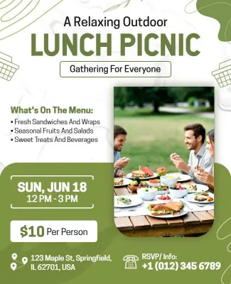 Relaxing Outdoor Lunch Picnic Gathering Flyer Template