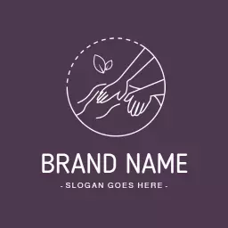 Relaxing Purple Hands and Nature Elements Massage Logo Template