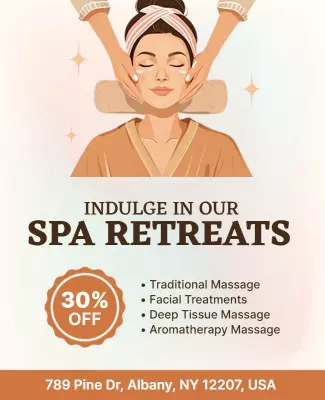 Relaxing Soft Orange Spa Retreat Promotional Poster Template