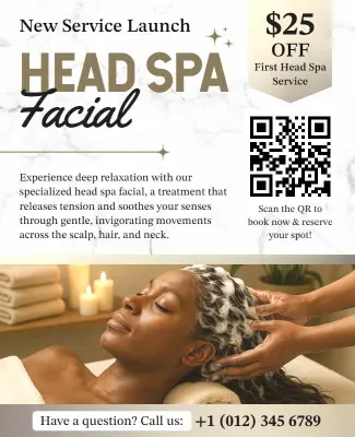 Relaxing Spa Head Massage Service Launch Flyer Template