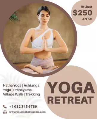 Relaxing Yoga Retreat with Meditation Practices Flyer Template