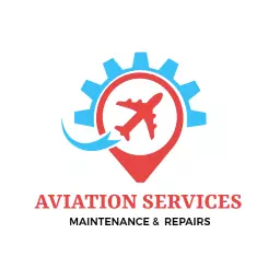 Reliable Aviation Services with Red and Blue Gear Design Logo Template