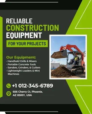 Reliable Construction Equipment Promotion Flyer Template