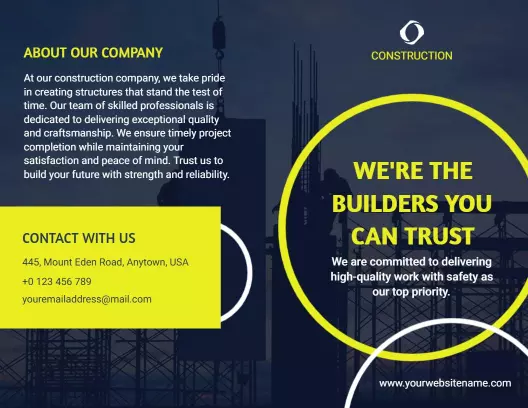 Reliable Construction Services Project Management Brochure Template