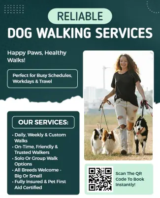 Reliable Dog Walking Services Promotional Flyer Template