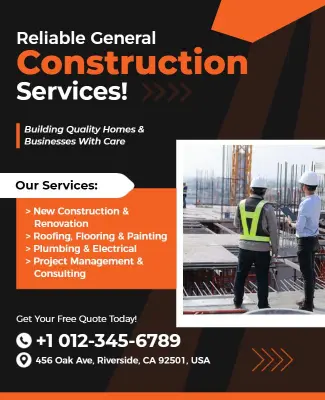 Reliable General Construction Services Promotional Flyer Template
