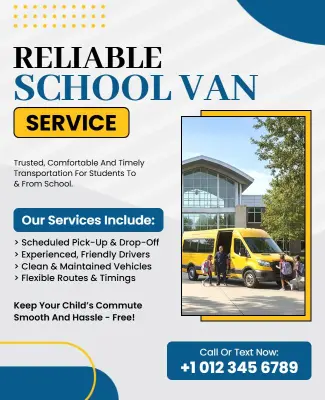 Reliable School Van Transportation Service Flyer Template