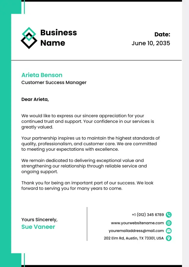 Reliable Service Assurance Business Letterhead Template