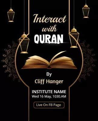 Elegant Black and Gold Quran Interactive Session Flyer Template