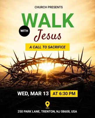 Religious Event Walk with Jesus Flyer Template