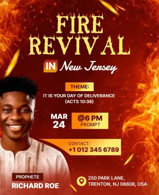 Religious Fire Revival Event Poster Template