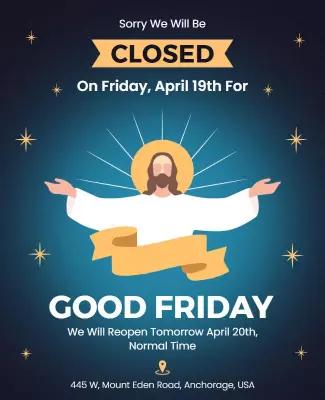Religious Good Friday Closed Announcement Flyer Template