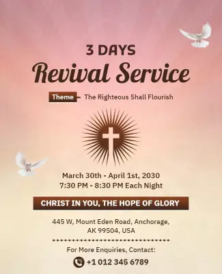 Religious Revival Service Event Flyer Template