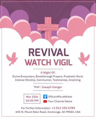 Religious Revival Watch Vigil Event Flyer Template