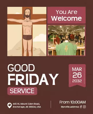 Religious Themed Good Friday Service Invitation Poster Template