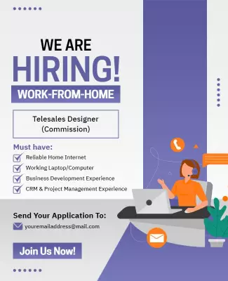 Remote Telesales Designer Job Hiring Flyer Template