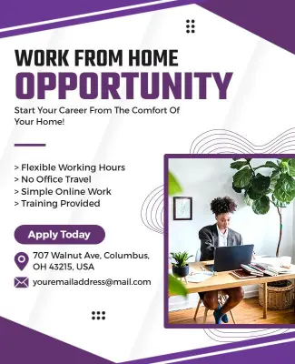 Remote Work from Home Opportunity Poster Template