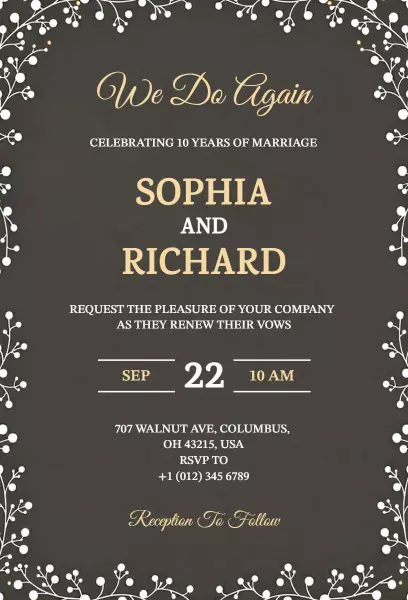 Renewal of Vows Elegant Wedding Celebration Invitation Template