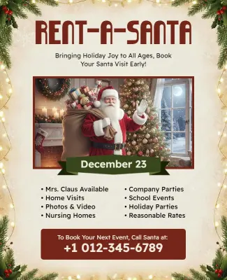 Rent-a-Santa Holiday Event Flyer Template
