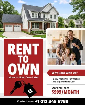 Rent to Own Housing Advertisement Poster Template