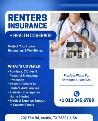 Renters Insurance and Health Coverage Flyer Template