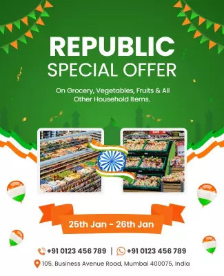 Republic Day Grocery Sale Promotion Flyer Template
