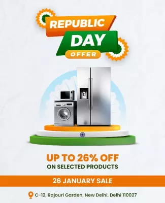 Republic Day Sale on Home Appliances Discount Poster Template