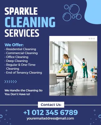 Residential and Commercial Sparkle Cleaning Services Flyer Template