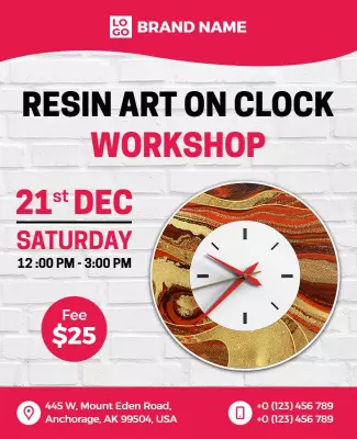 Resin Art Clock Workshop Flyer Template