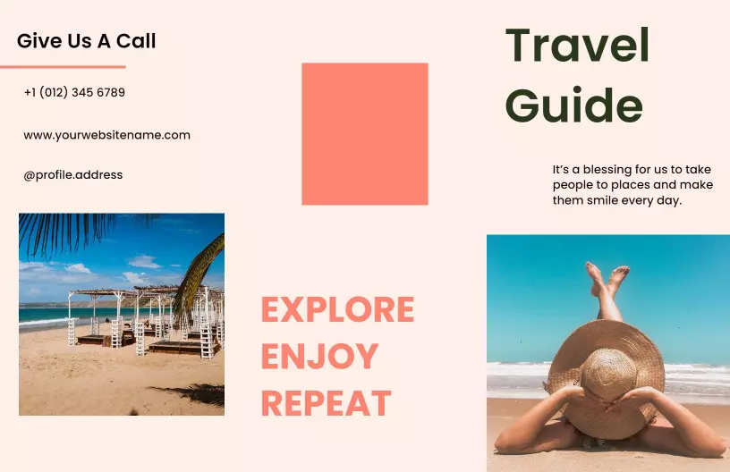 Resort Adventure Travel Guide with Scenic Beach Images Brochure Template