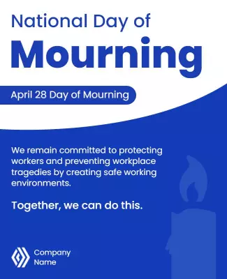 Respectful Blue National Day of Mourning Awareness Poster Template