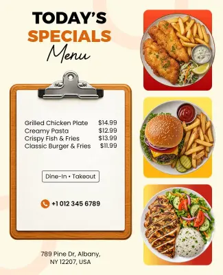 Restaurant Daily Specials Menu Flyer Template