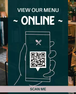 Modern Green Digital Menu QR Code Restaurant Flyer Template