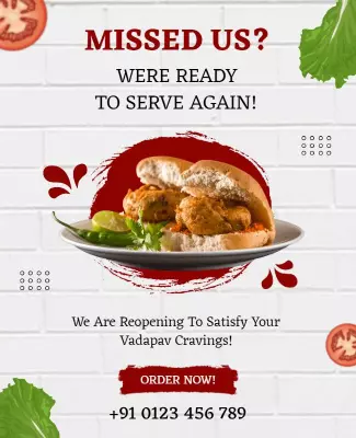 Restaurant Reopening Vadapav Special Flyer Template