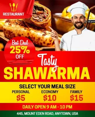 Restaurant Shawarma Special Offer Flyer Template