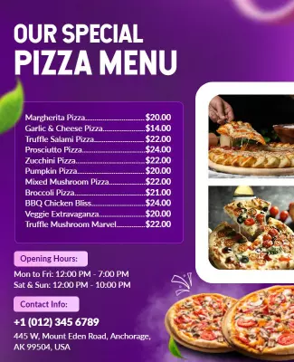 Restaurant Special Pizza Menu Flyer Template
