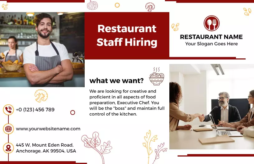 Restaurant Staff Hiring Creative Culinary Team Brochure Template