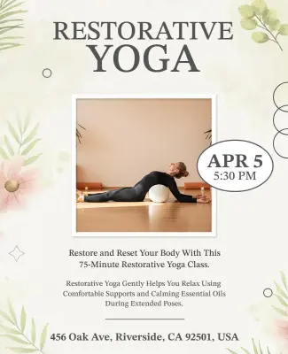 Restorative Yoga Class Promotional Flyer Template