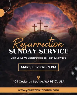 Resurrection Sunday Church Service Poster Template