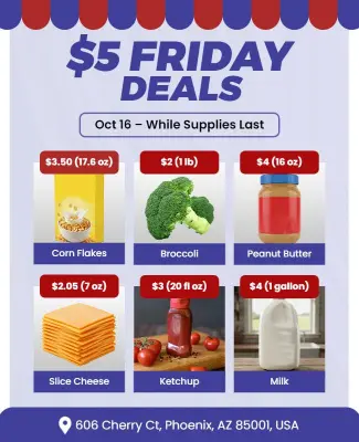 Retail Store $5 Friday Deals Announcement Flyer Template