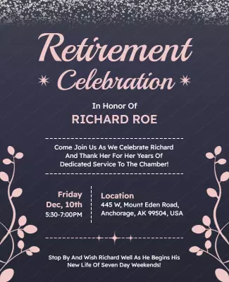 Elegant Pink Floral Retirement Celebration Flyer Template