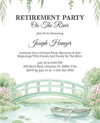 Retirement Celebration on the River Invitation Flyer Template