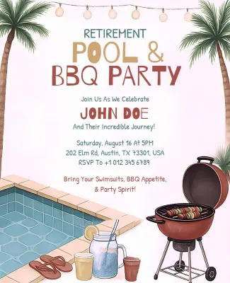 Retirement Pool and BBQ Party Celebration Flyer Template