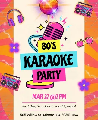 Retro 80s Karaoke Party Poster Template