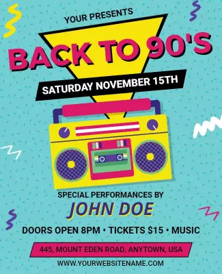Retro 90s Music Party Event Flyer Template