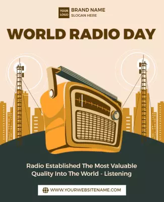 Retro Broadcast Theme for World Radio Day Celebration Poster Template