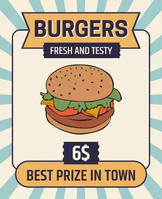 Retro Burst Design for Tasty Burger Promotion Poster Template