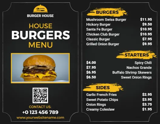 Retro Chalkboard Style Burger Restaurant Menu Template