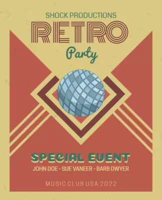 Retro Disco Themed Event Celebration Party Poster Template